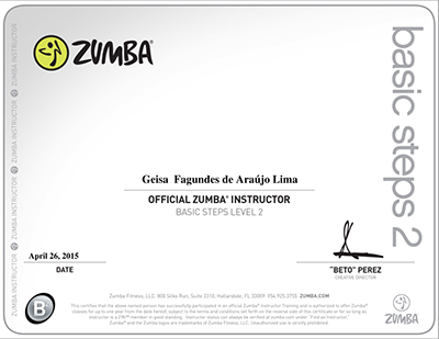 ZUMBA FITNESS - CERTIFICADO BASIC STEPS 2