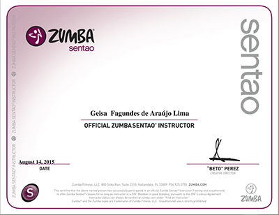 ZUMBA FITNESS - CERTIFICADO ZUMBA SENTAO