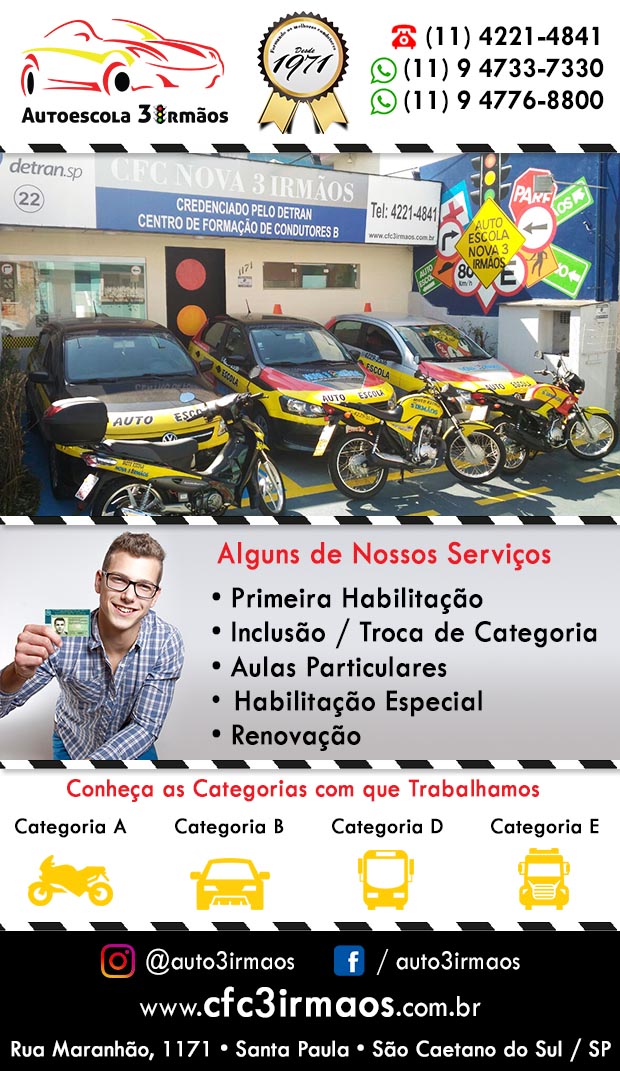 Auto Escola 3 Irmos - Curso de Reciclagem em So Caetano do Sul, Jardim So Caetano